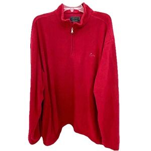 Greg Norman Men's Red Quarter Zip Mock Neck Pullover‎ Waffle Knit XXL EUC Golf